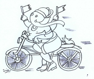 Ganesha in bicycle